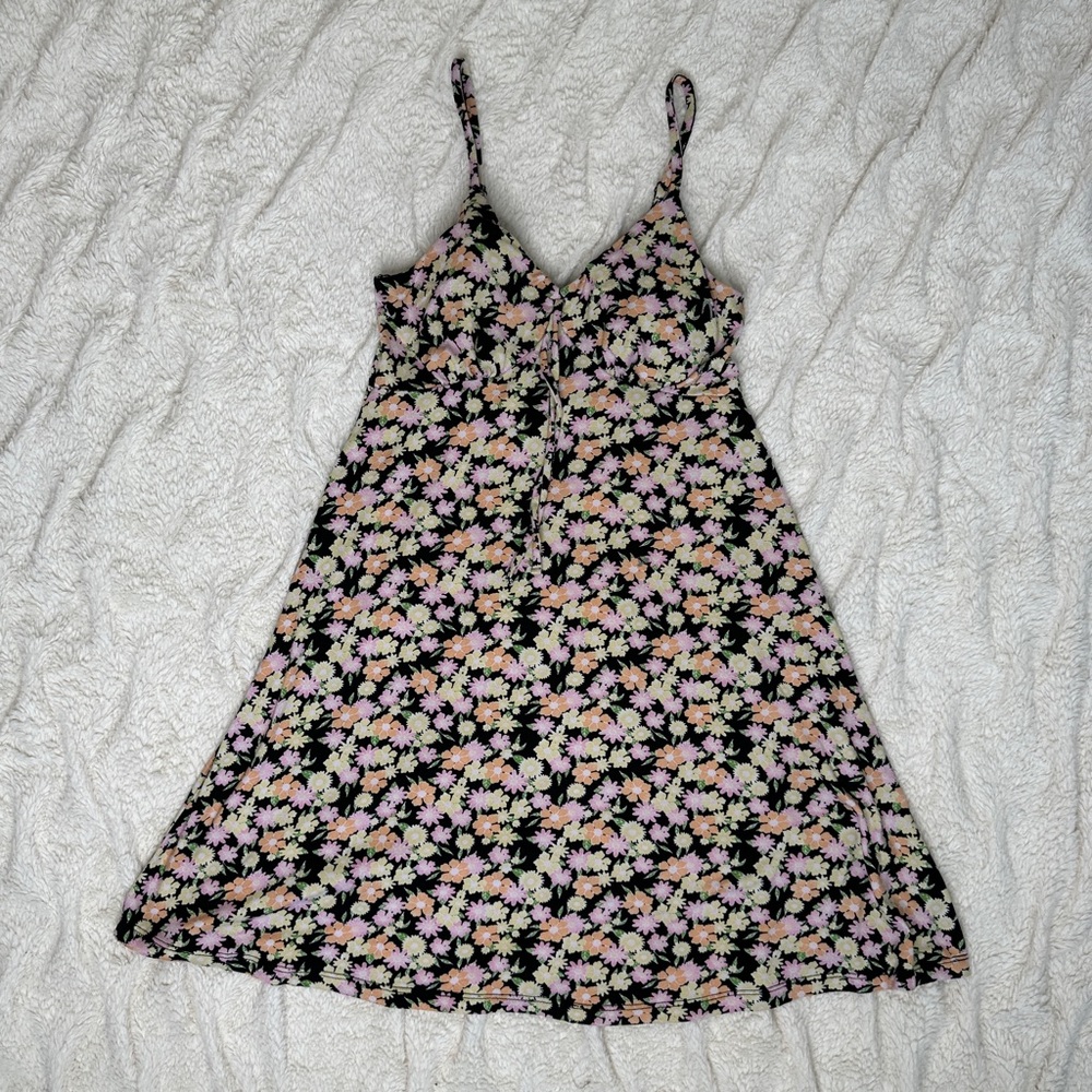 Y2K Women Mini Dress S Floral Black Multi color Baby Doll No‎ Boundaries